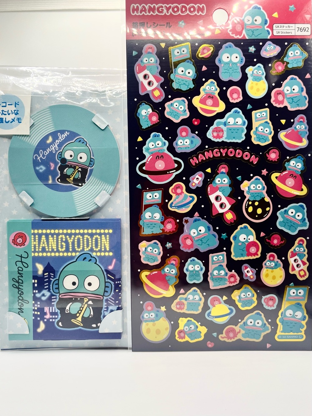 Sanrio Hangyodon Memo Set with Sanrio Hangyodon Memo Set with Sticker Sheet.